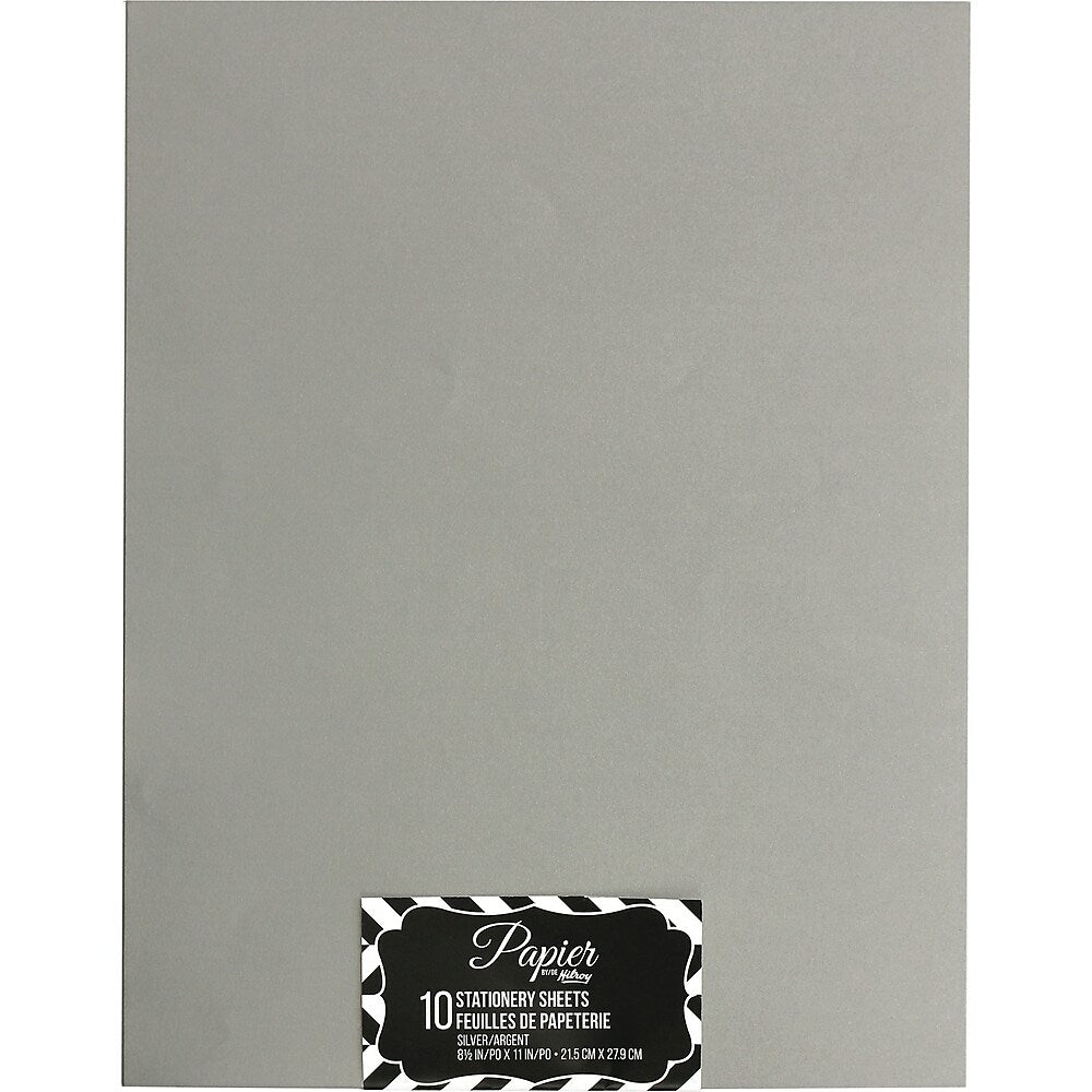 Image of Papier by Hilroy Stationery Sheets, 8-1/2" x 11", Silver, 10 Pack (79026), Grey