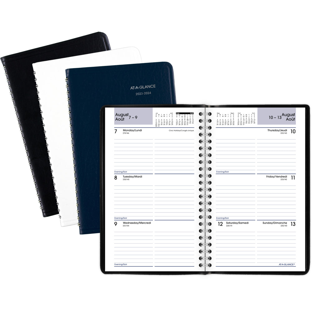 Image of AT-A-GLANCE 2023-2024 Weekly Academic Desk Planner - 4-7/8" x 8" - Assorted - Bilingual