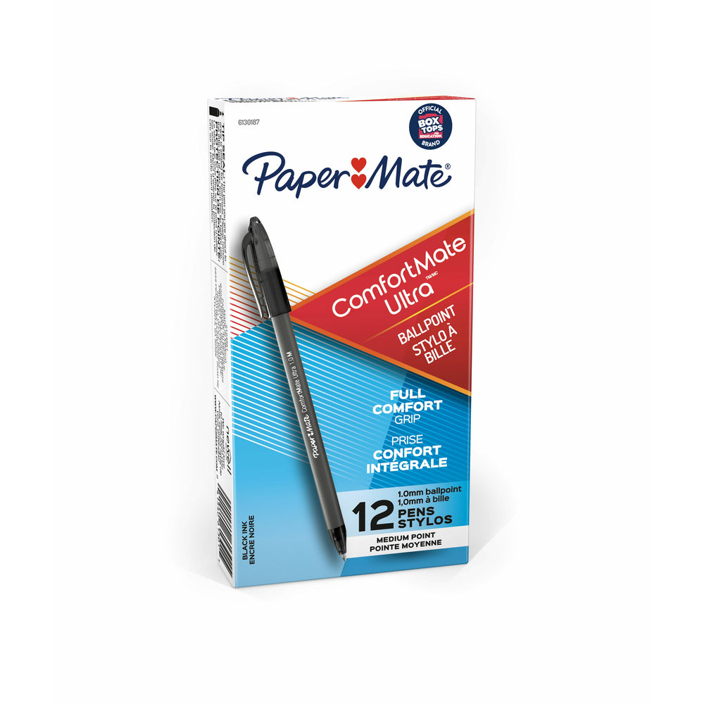 Image of Paper Mate Comfortmate Ultra Ballpoint Pens - 1.0mm - Black - 12 Pack
