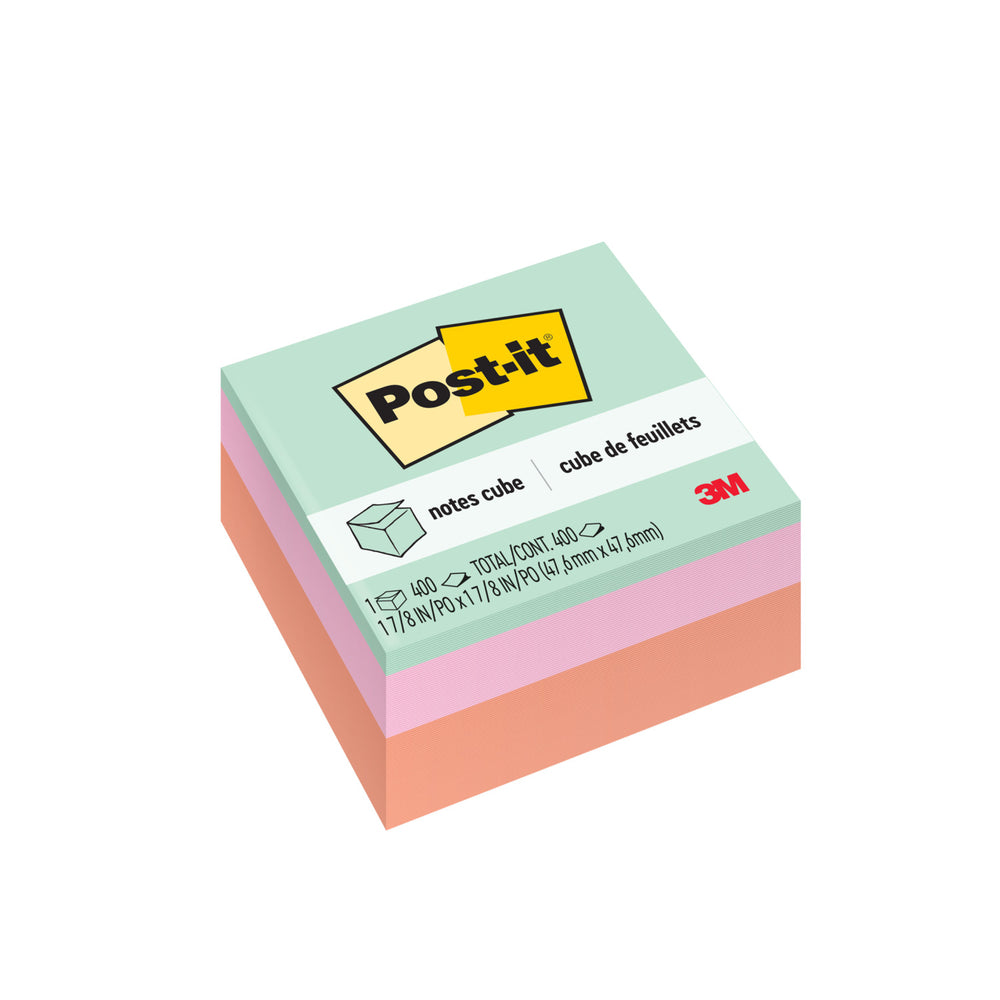Image of Post-it Notes Cube - 2" x 2" - Pink Wave - 400 Sheets, Multicolour, 400 Pack