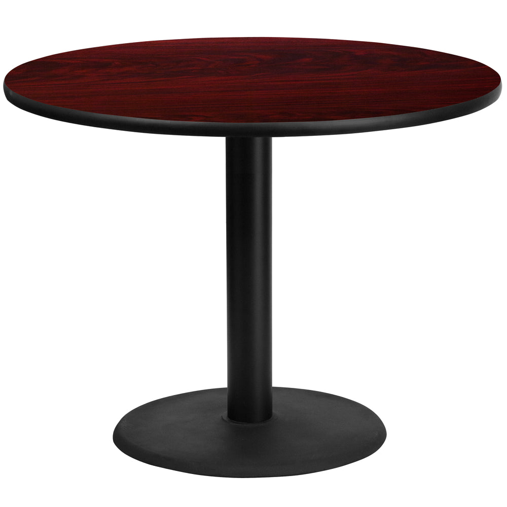 Image of Flash Furniture 42" Round Laminate Table Top, Mahogany with 24" Round Table-Height Base (XURD42MATR24)