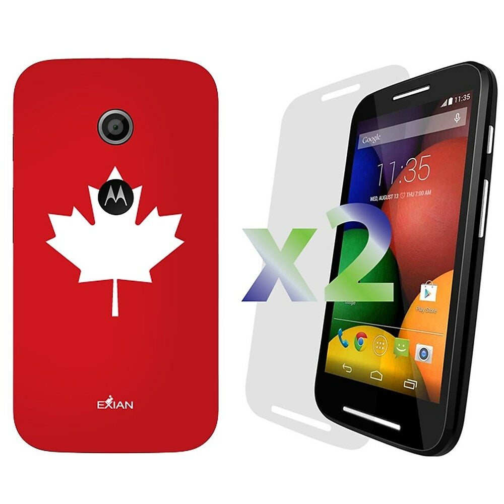 Image of Exian Case for Moto E - Maple Leaf, Red