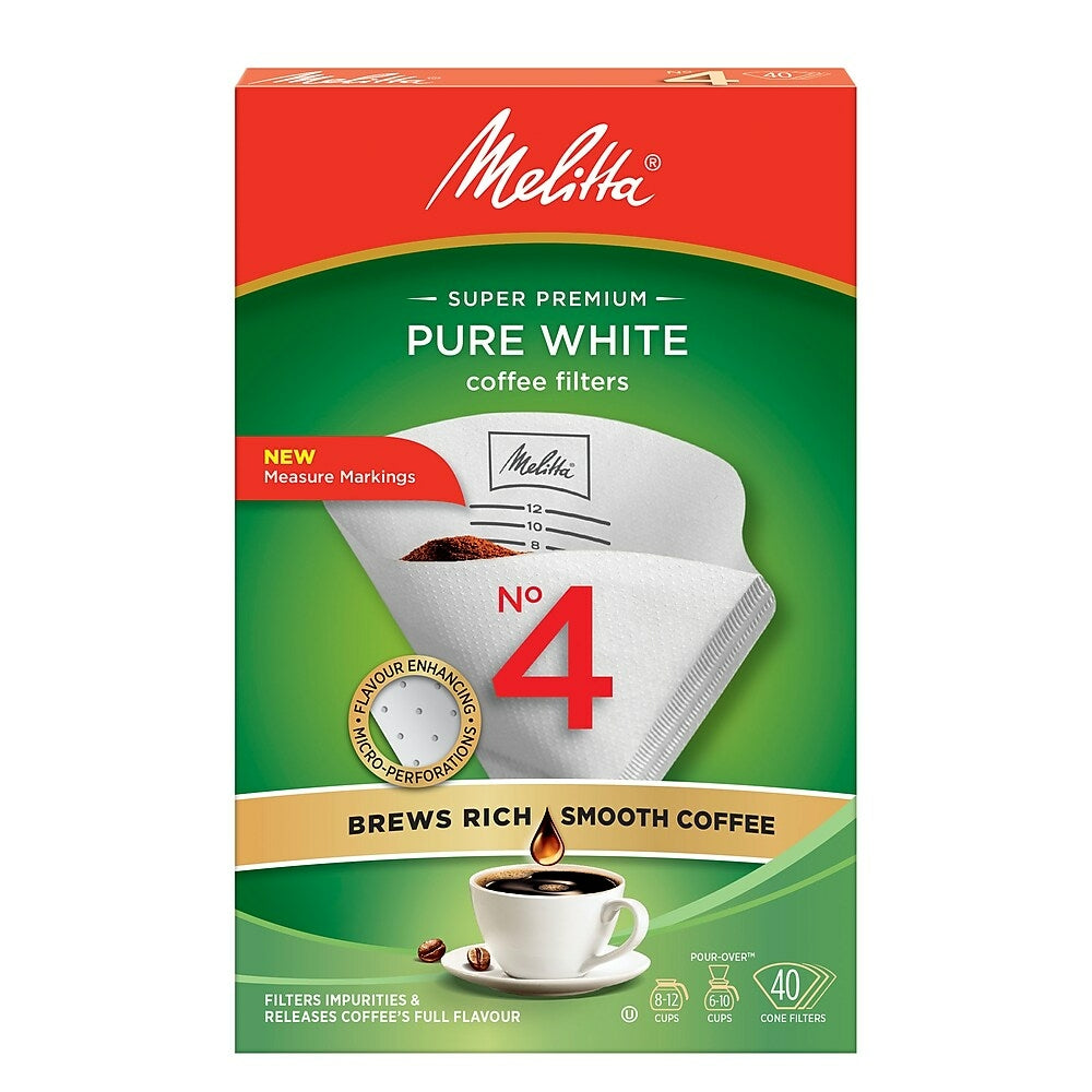 Image of Melitta Coffee Filters, Cone Style #4, 40 Pack