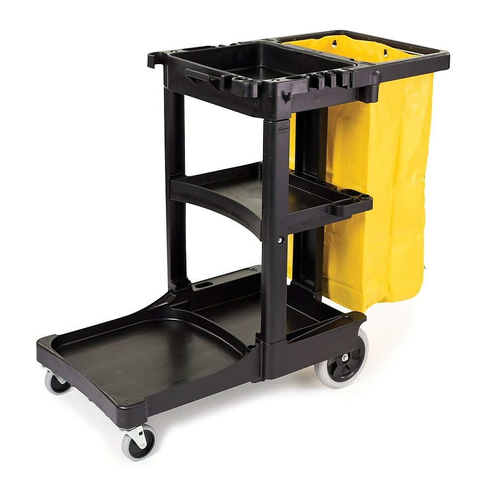 Image of Rubbermaid Janitor Cart with Yellow Vinyl Bag