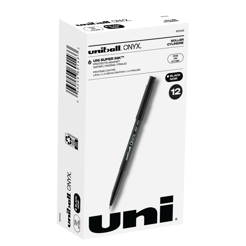 Image of uni-ball ONYX Rollerball Pens - Fine Point (0.7mm) - Black - 12 Pack