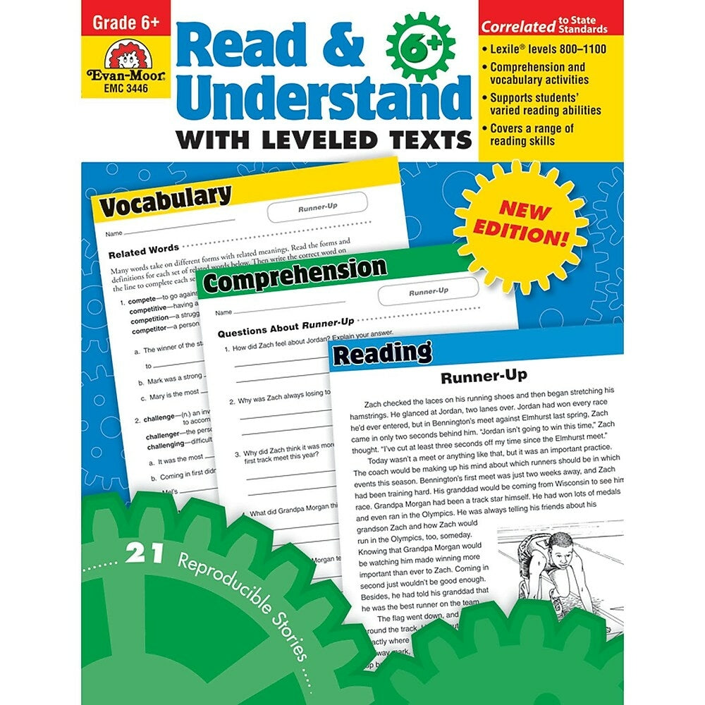 Image of Evan-Moor "Read and Understand With Levelled Texts" Resource Book (EMC3446) - Grade 6+