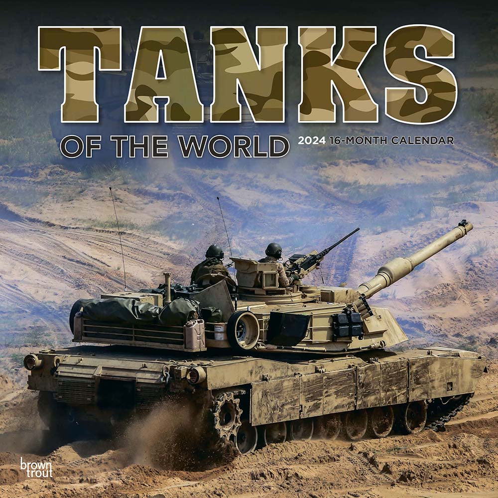 Image of BrownTrout 2024 Tanks of the World Monthly Square Wall Calendar - 12" x 12" - Assorted - English