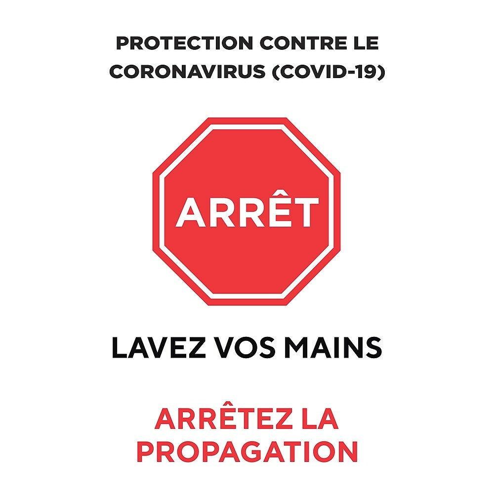 Image of Mark Maker French Re-Stick Cling Vinyl 12" x 18" - Protection Contre Coronavirus (Covid-19) Arretez Lavez Vos Mains, Red