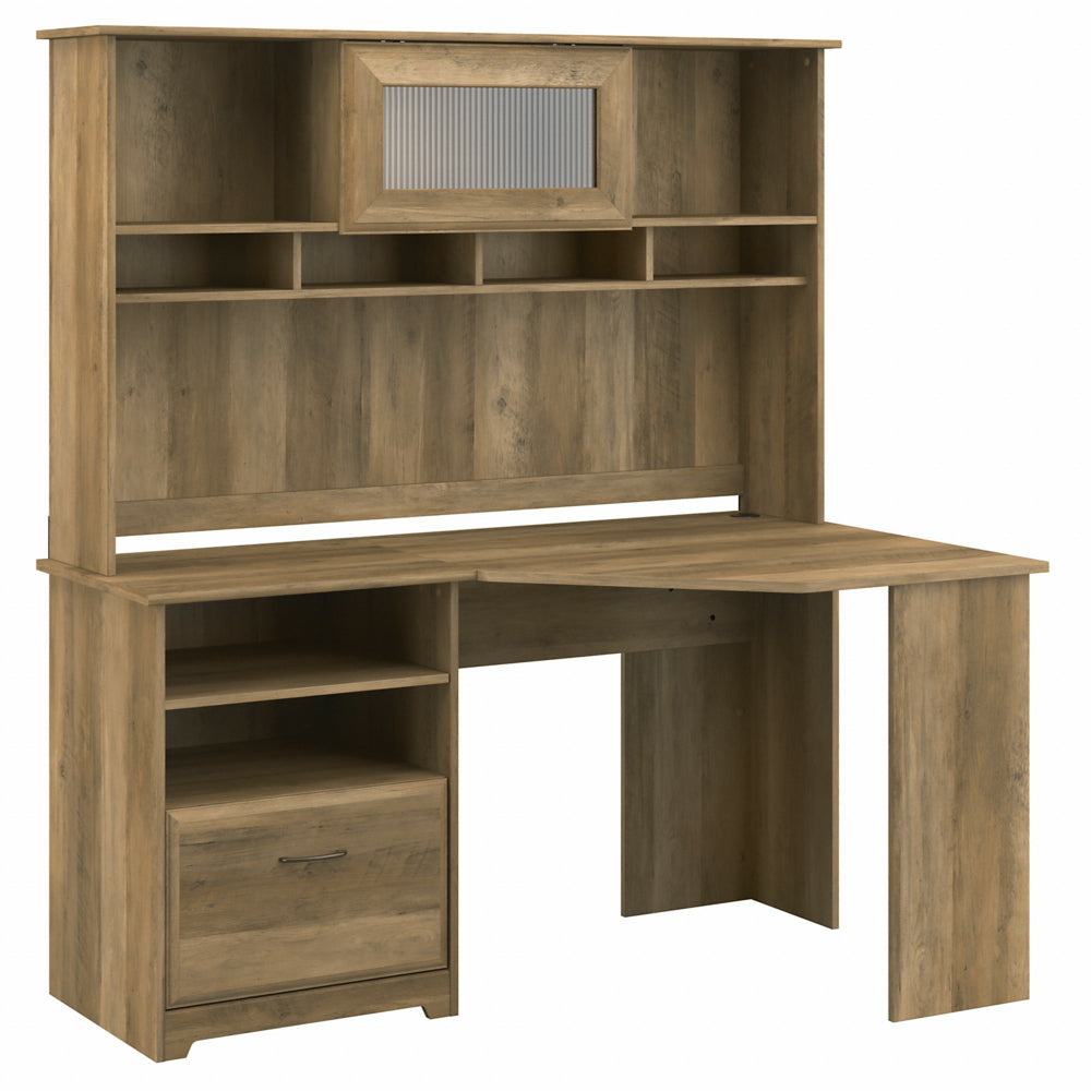 Image of Bush Furniture Cabot 60"W Corner Desk with Hutch - Reclaimed Pine, Brown
