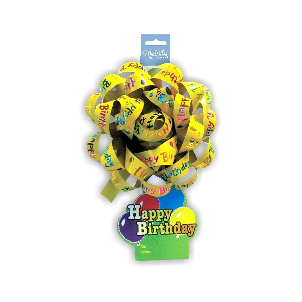 Image of Millbrook Studios Printed Happy Birthday 6" Confetti Bow With Tag, 12 Pack (76026)