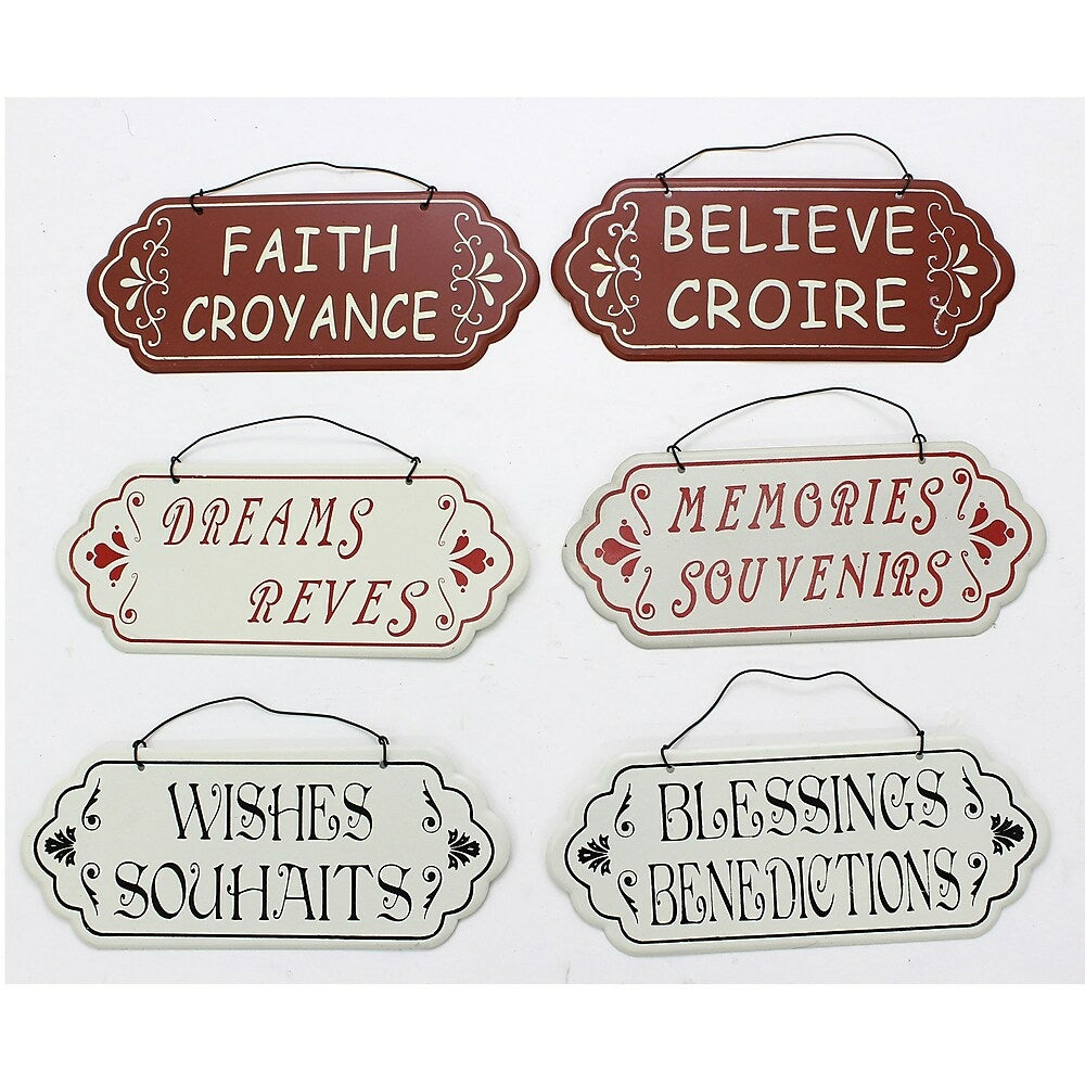 Image of Cathay Importers Assorted Rustic Tin Wall Quotes, 12 Pack (EC-09-0679)