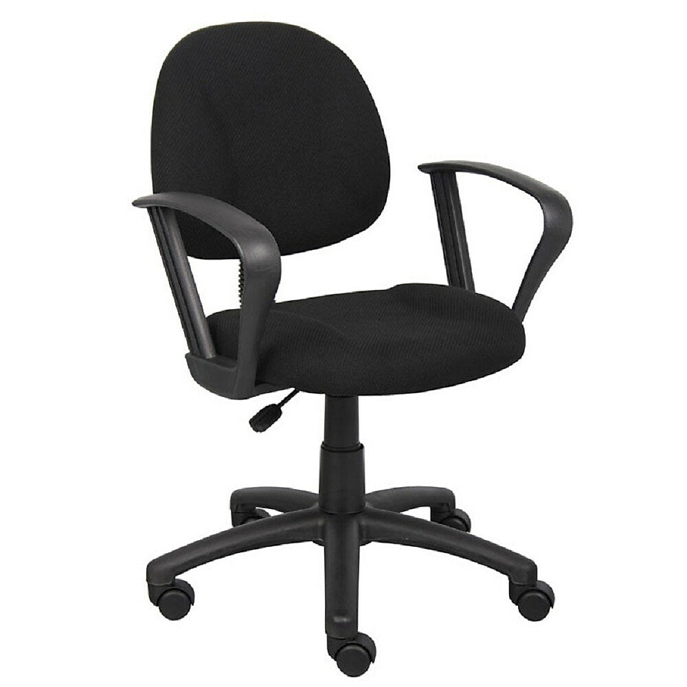 Image of Nicer Furniture OCC Fabric Deluxe Posture Task Chair Black Computer Desk Chair Office Chair With Loop Arms