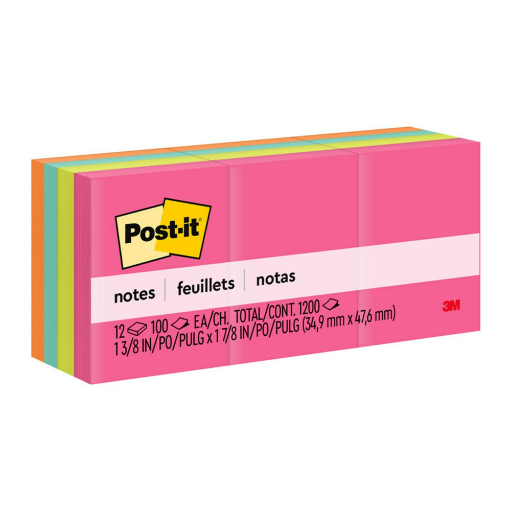 Image of Post-it Notes - Poptimistic Collection - 1-3/8" x 1-7/8" - 12 Pack, Multicolour