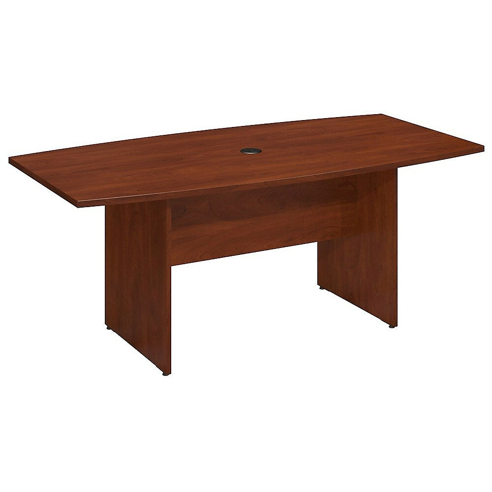 Image of Bush Business 72L x 36W Boat Top Conference Table with Wood Base, Hansen Cherry, Red