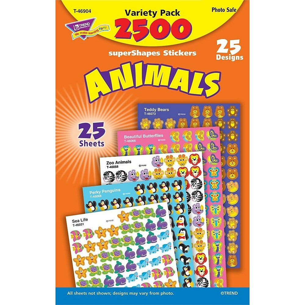 Image of TREND superShapes Sticker Variety Pack - Animals - 2500 Stickers, 2500 Pack