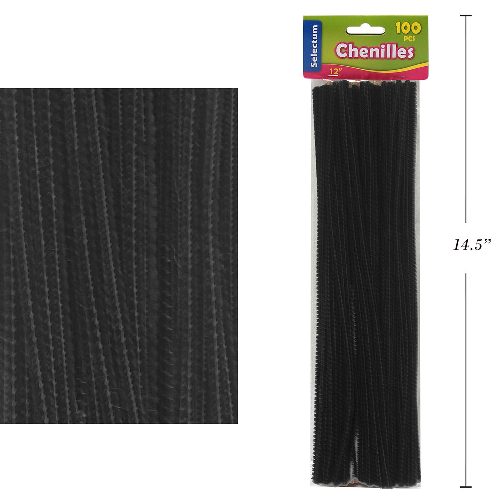 Image of Selectum Pipe Cleaners - 12" - Black - 100 Pack