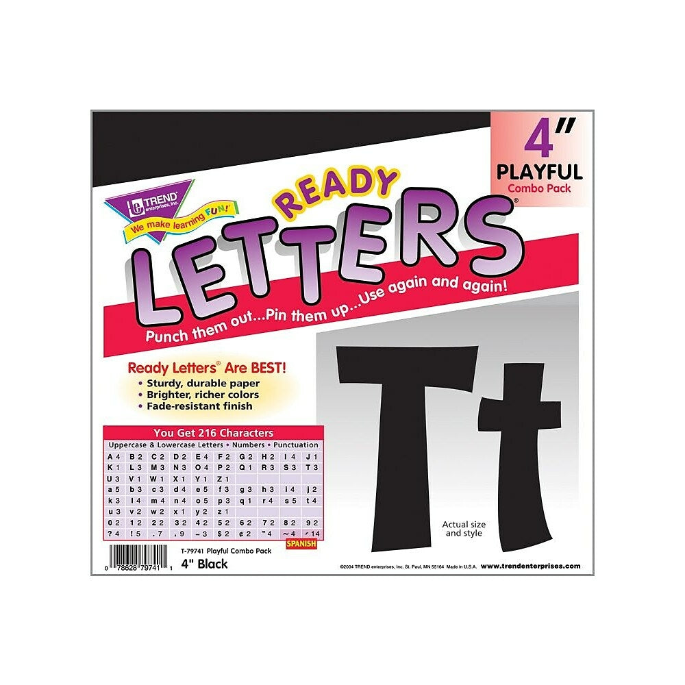 Image of TREND Black 4 - Inch Playful Combo Ready Letters, 216 Pack