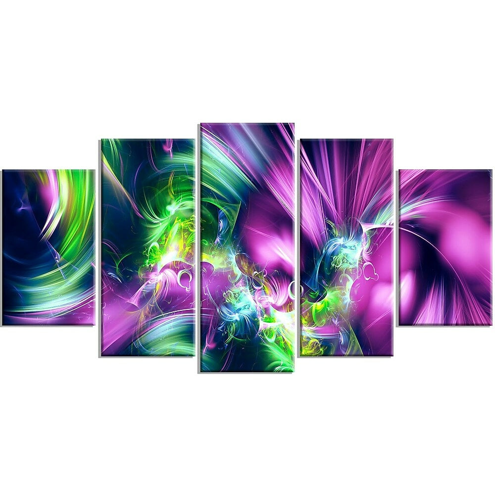 Image of Designart Green and Purple Shine Contemporary Canvas Art, (PT3061-373)