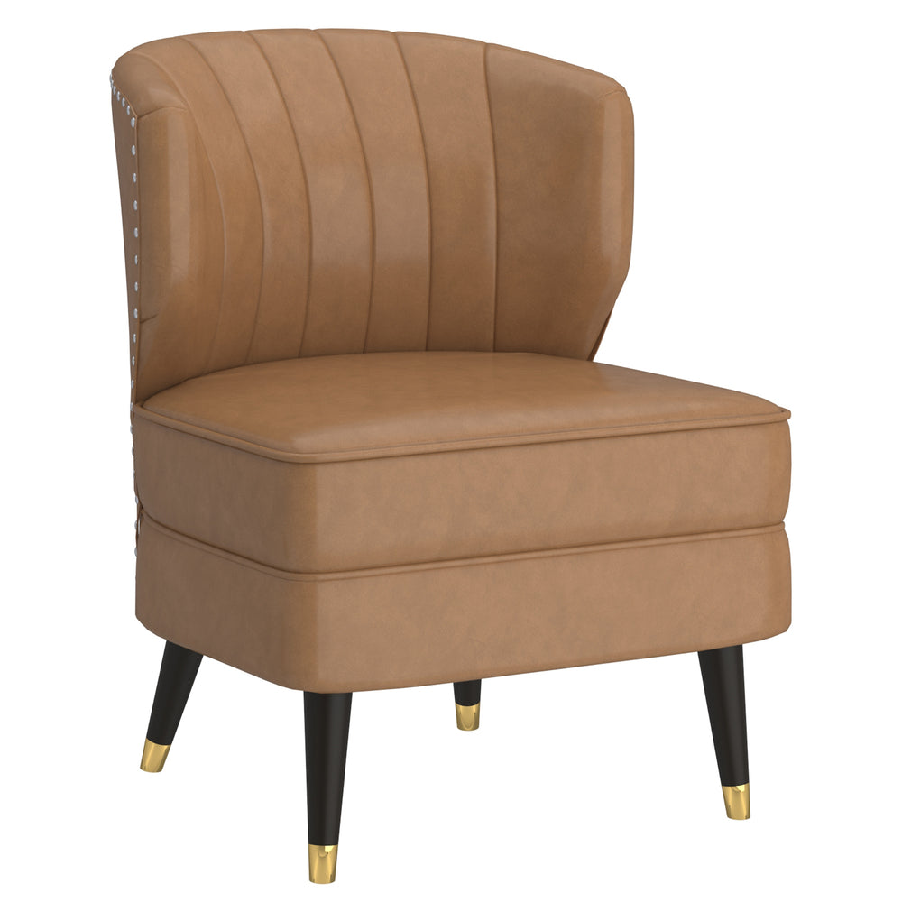 Image of nspire Modern Faux Leather 27" W Accent Chair - Saddle, Brown