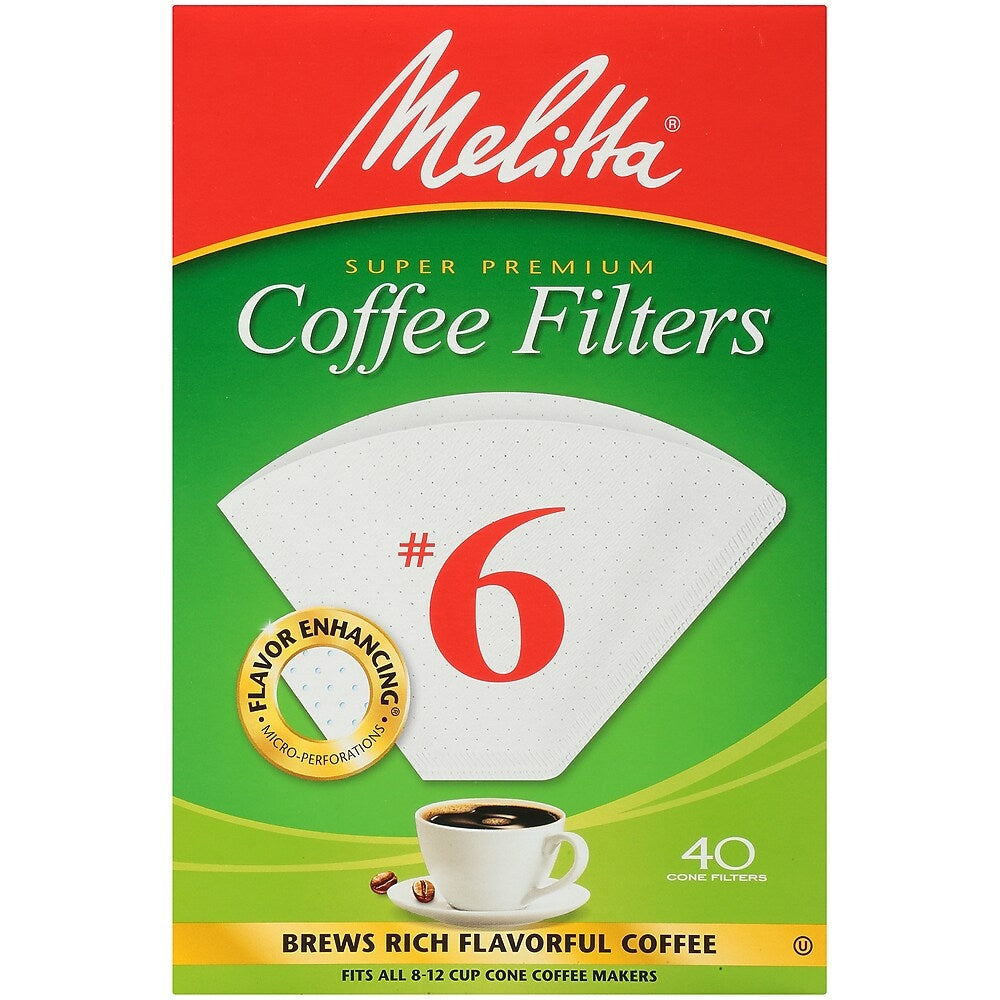 Image of Melitta Coffee Filters, Cone Style #6, 40 Pack
