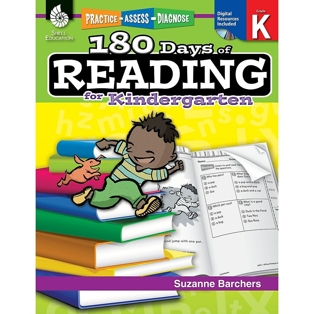 Image of Shell Education Practice, Assess, Diagnose 180 Days Of Reading Book, Grade K (SEP50921)