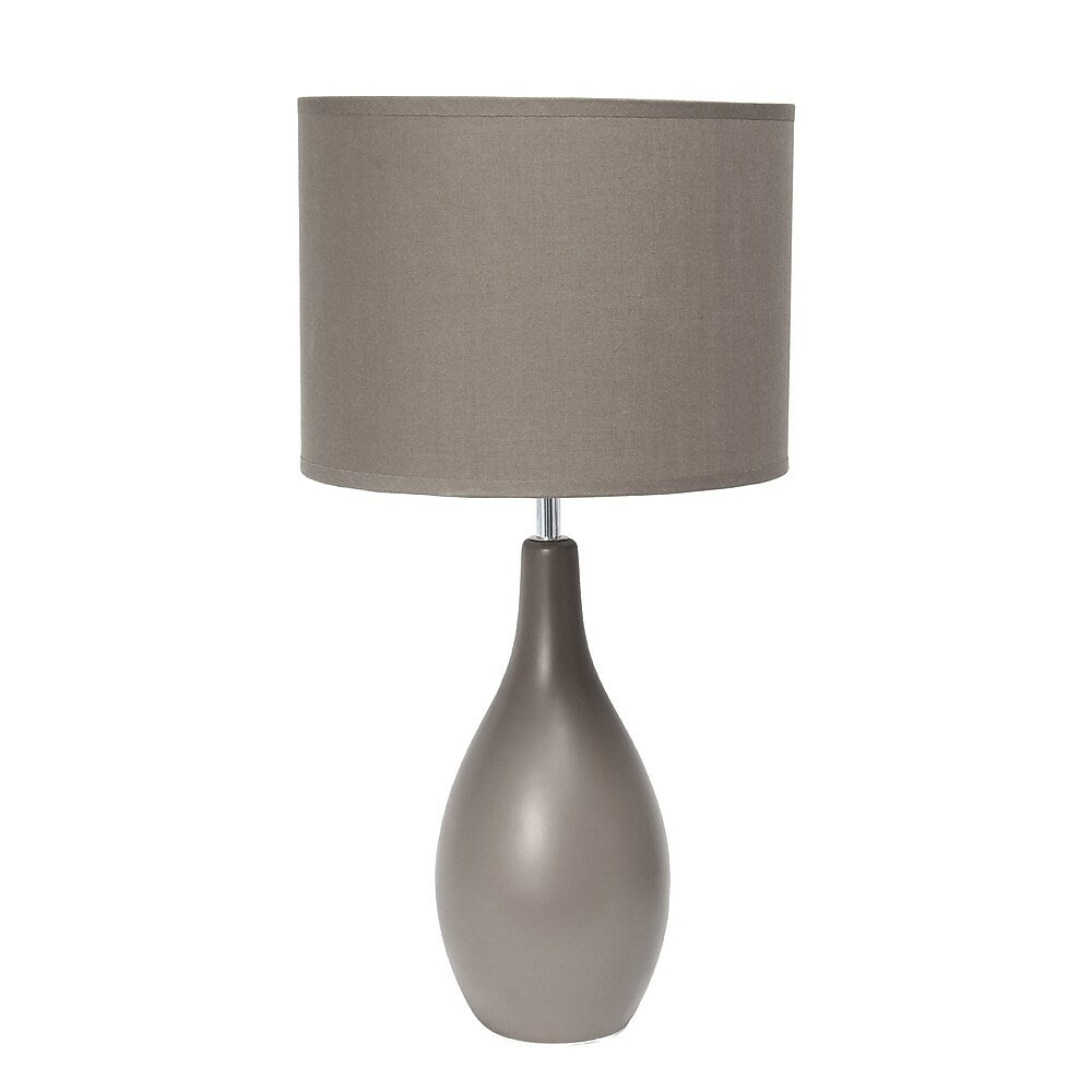 Image of Simple Designs Oval Bowling Pin Base Ceramic Table Lamp, Grey (LT2002-GRY)