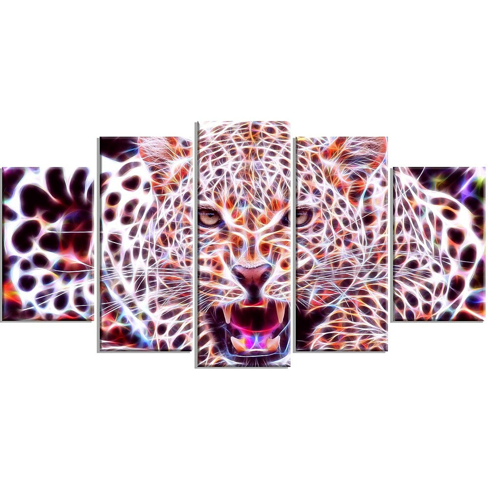 Image of Designart Glowing Wild Cat Large Animal Canvas Artwork, (PT2367-373)