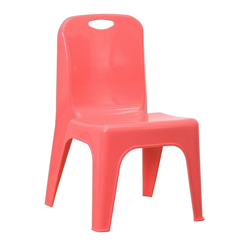 Image of Flash Furniture Red Plastic Stackable School Chair with Carrying Handle & 11" Seat Height