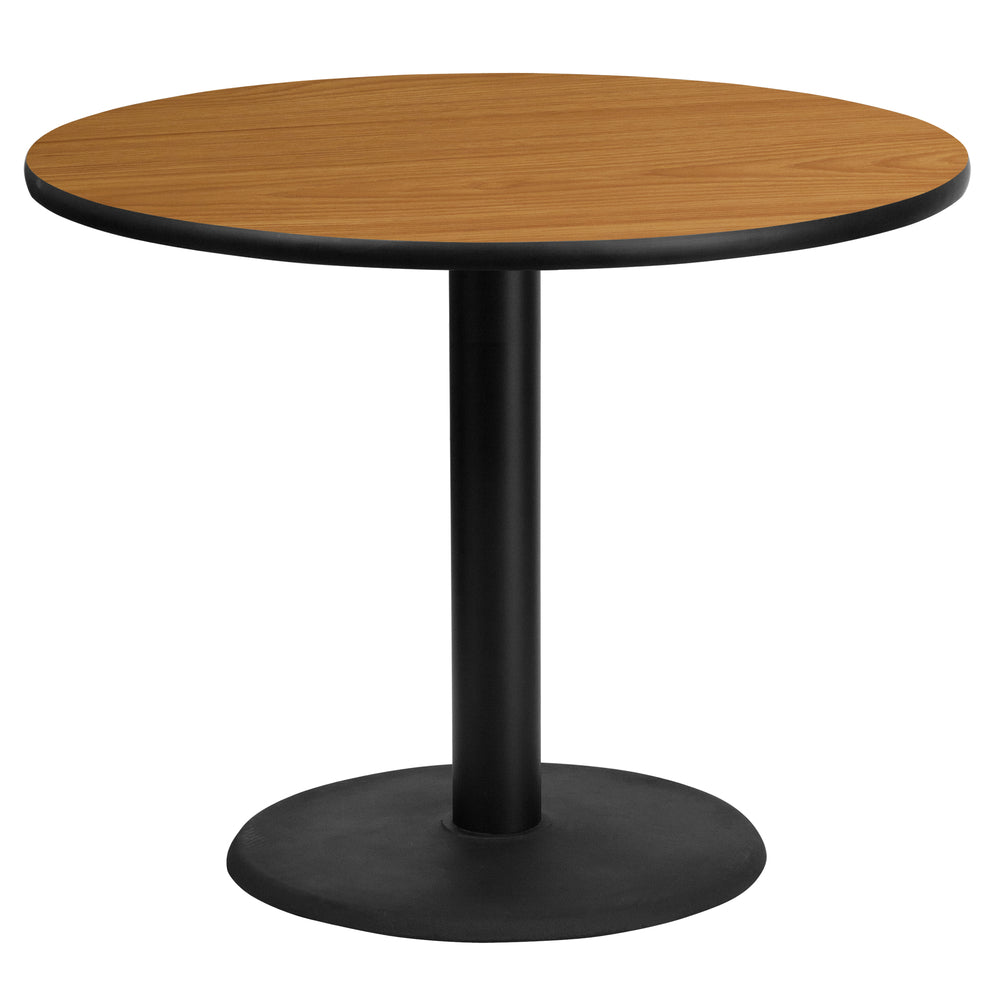 Image of Flash Furniture 36" Round Natural Laminate Table Top with 24" Round Table Height Base