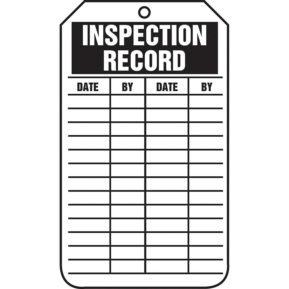 Image of Equipment Status and Inspection Safety Tags, Inspection record, SAU714, 25 Pack, Black