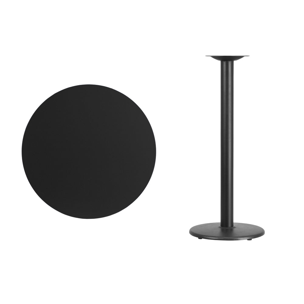 Image of Flash Furniture 30" Round Black Laminate Table Top with 18" Round Bar Height Table Base