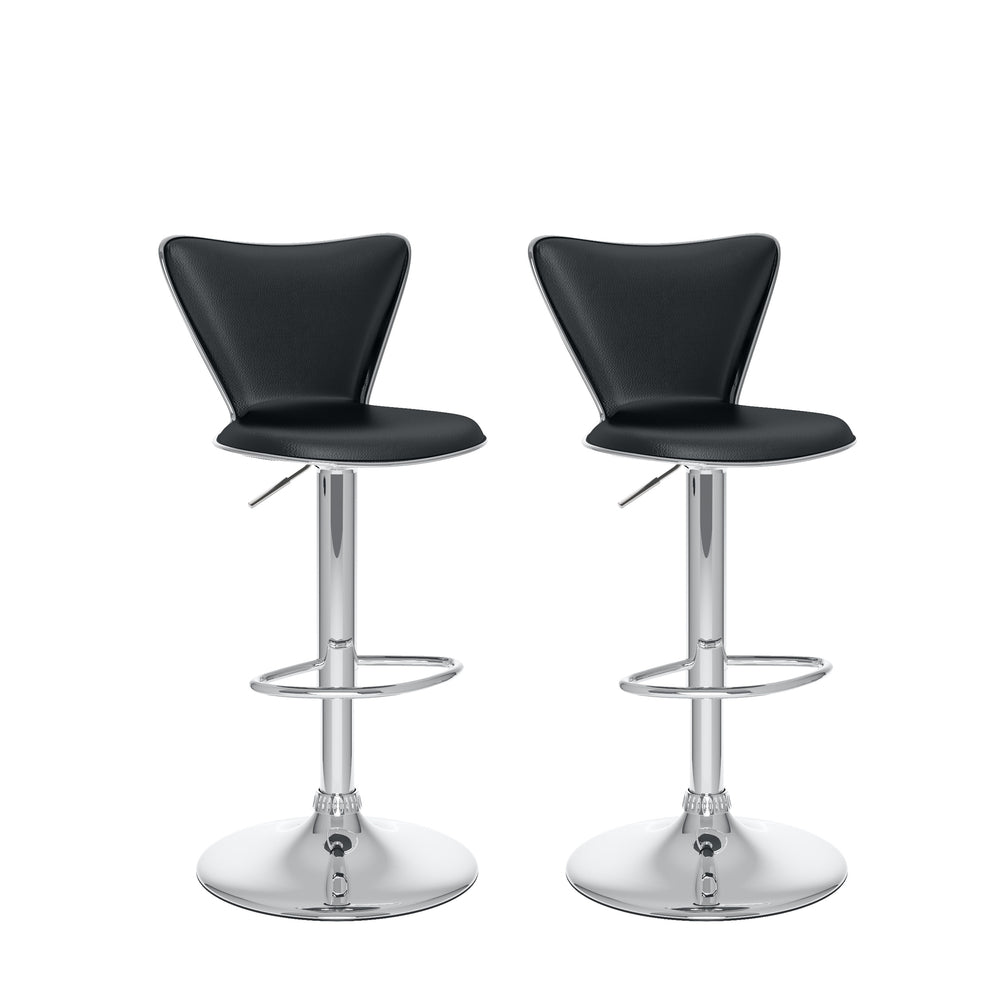 Image of CorLiving Tall Curved Back Adjustable Bar Stool, Black Leatherette, 2 Pack