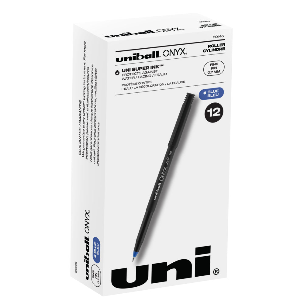 Image of uni-ball ONYX Rollerball Pens - Fine Point (0.7mm) - Blue Ink - 12 Pack