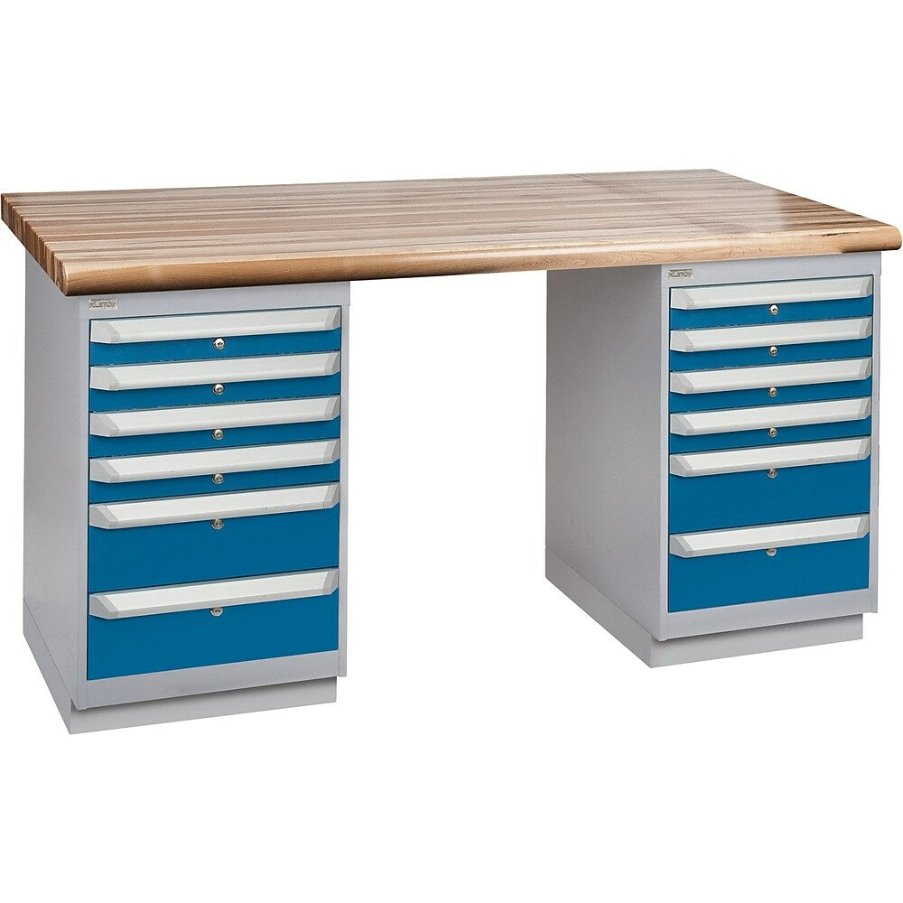 Image of Kleton Pre-Designed Workbenches, Dual Drawers, 2500 Lbs. Cap., 72" W x 36" D, 34" H (FG420), Grey