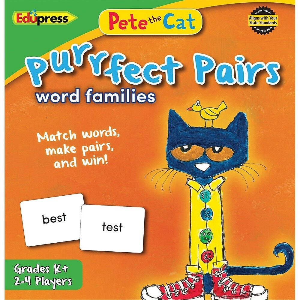 Image of Teacher Created Resources Pete the Cat Purrfect Pairs Game: Word Families (EP-3532)