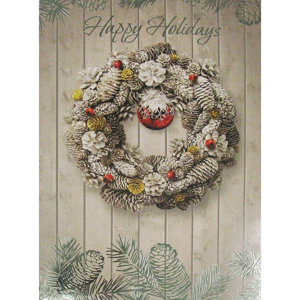 Image of Christmas Cards, Happy Holidays Wreath, 18 Pack