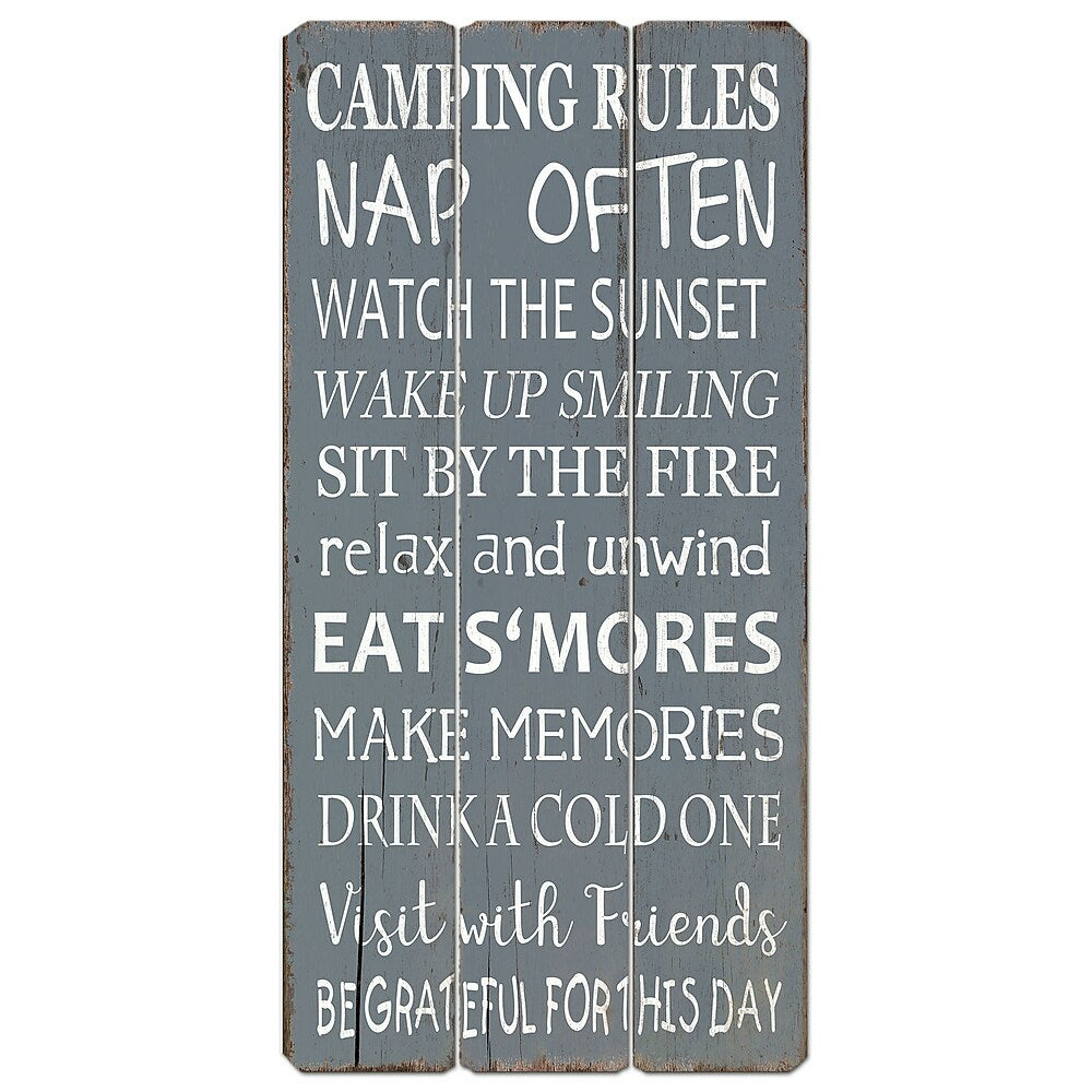 Image of Sign-A-Tology Camping rules Vintage Wooden Sign - 24" x 12"