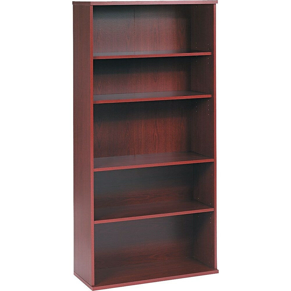 Image of Bush Business Furniture Westfield 36"W 5 Shelf Bookcase, Mahogany (WC36714), Red