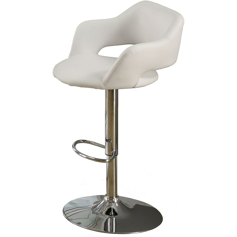 Image of Monarch Specialties - 2358 Bar Stool - Swivel - Bar Height - Adjustable - Metal - Pu Leather Look - White - Chrome