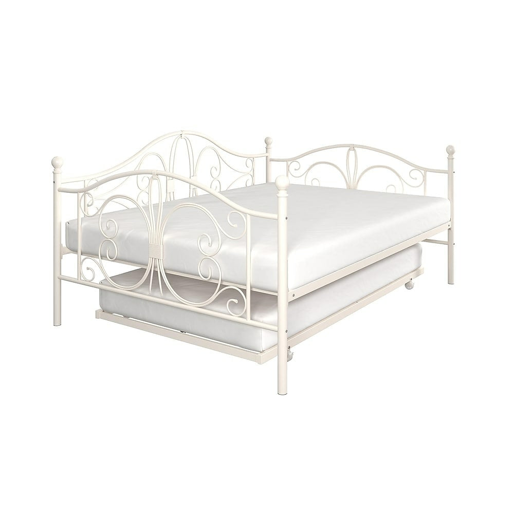 Image of DHP Bombay Full Size Metal Daybed Frame and Twin Size Trundle - White