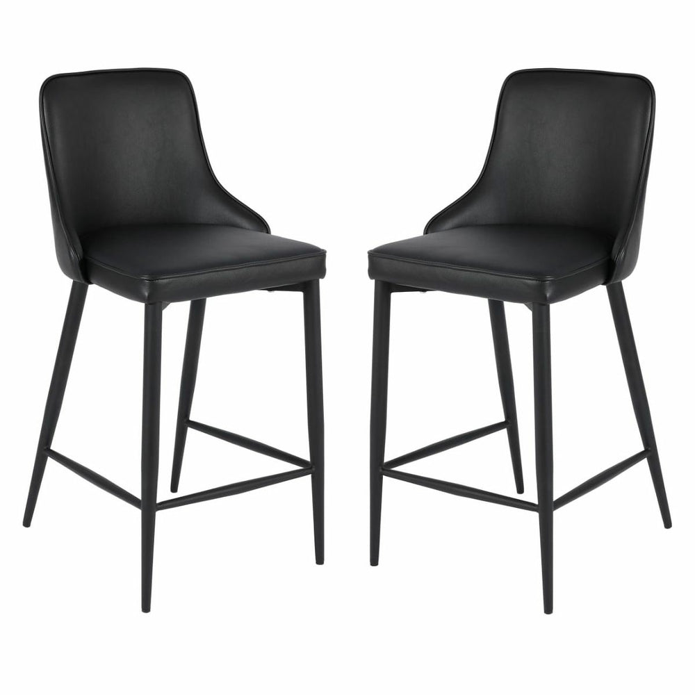 Image of Plata Decor Island Stools with Black Metal Legs - Black - 2 Pack