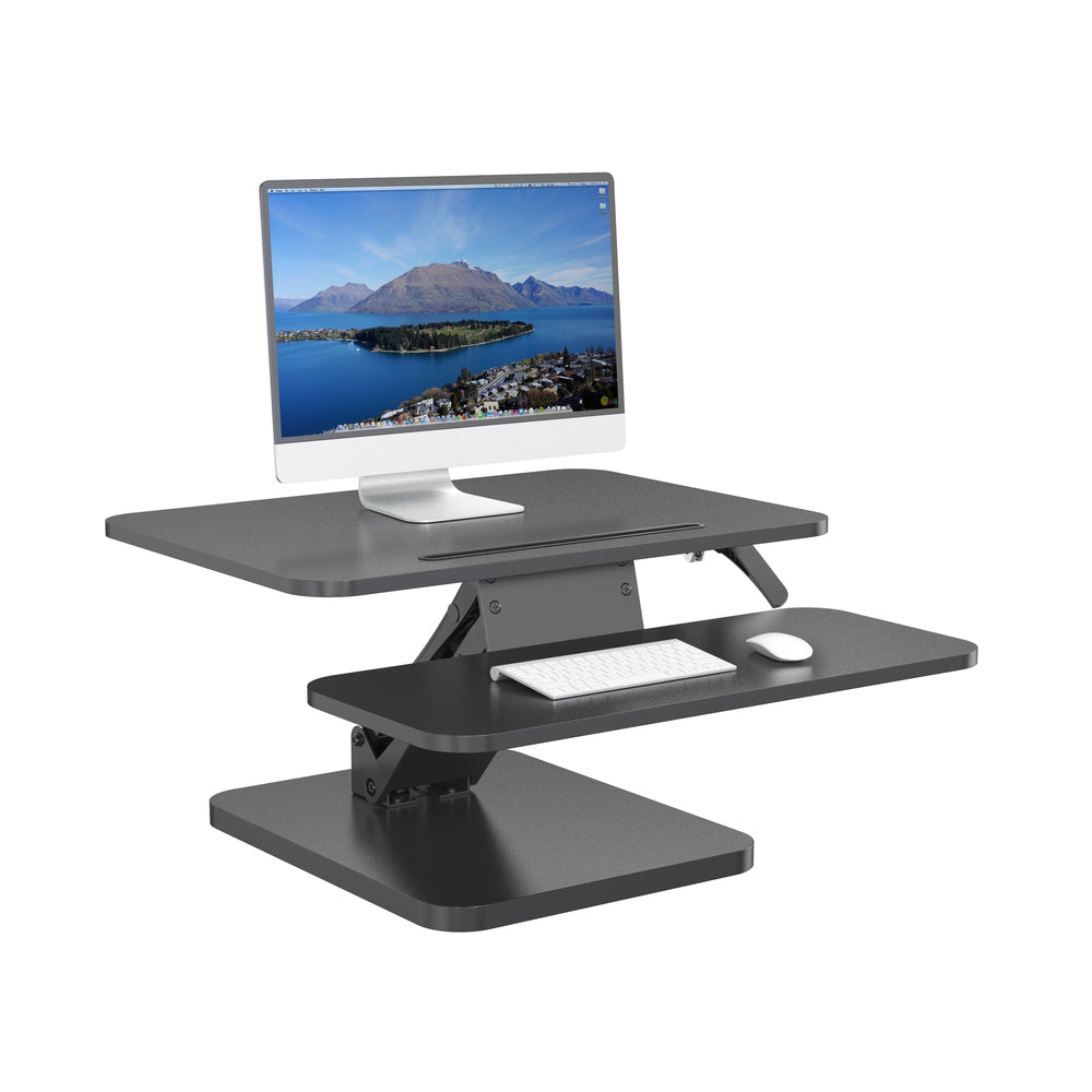 Image of ShoppingAll 25"W Height Adjustable Sit to Stand Desk Converter Workstation - Black