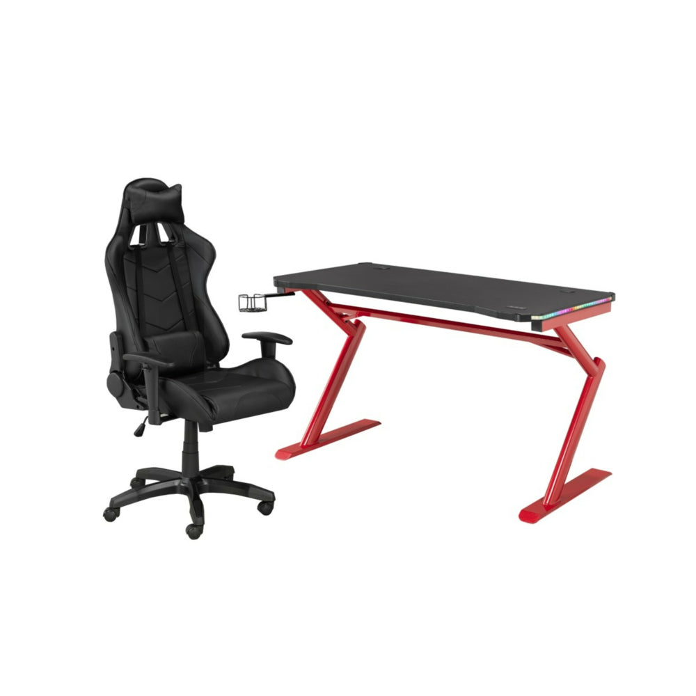 Image of Brassex Freddy Gaming Chair & Desk Set - Black