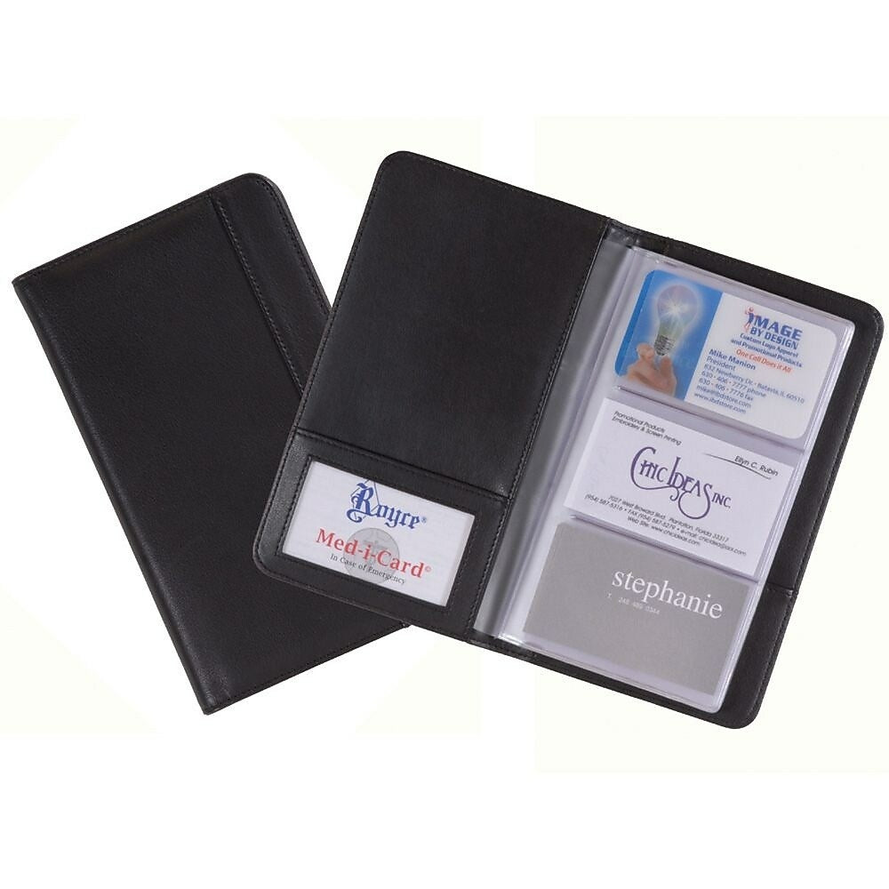 Image of Royce Leather 3-Up Business Card File, Black