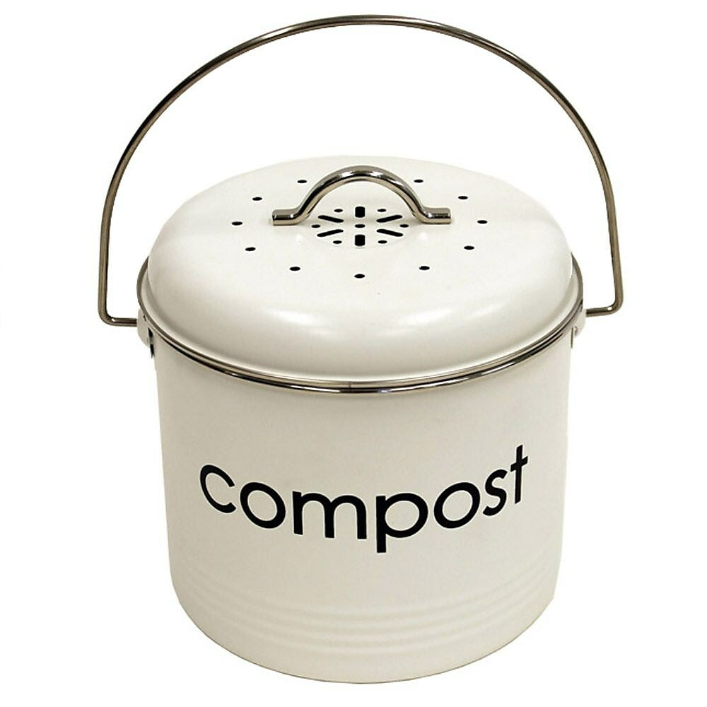 Image of Cathay Importers Compost Bin, 3 Litre, White, 7"Dia x 7"H