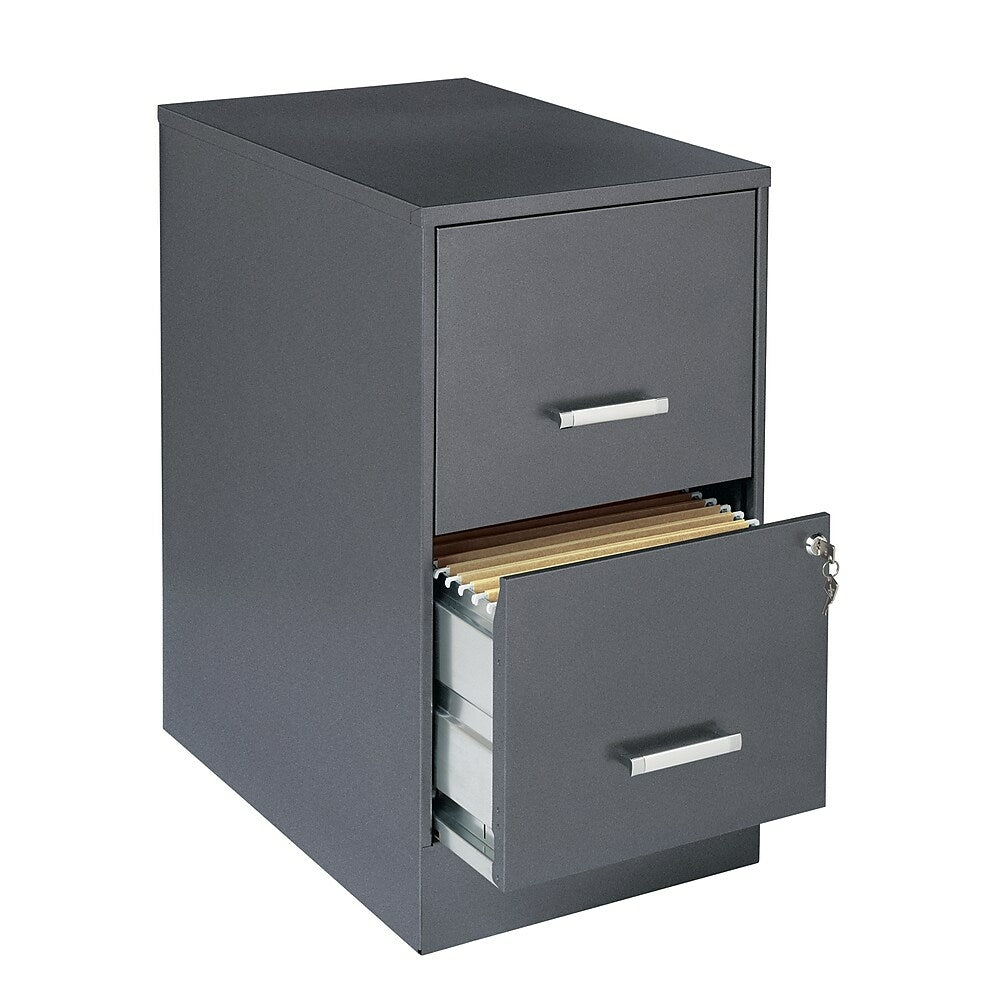 Image of Space Solutions 22" 2-Drawer Soho Smart File Cabinet, Metallic Charcoal, Black