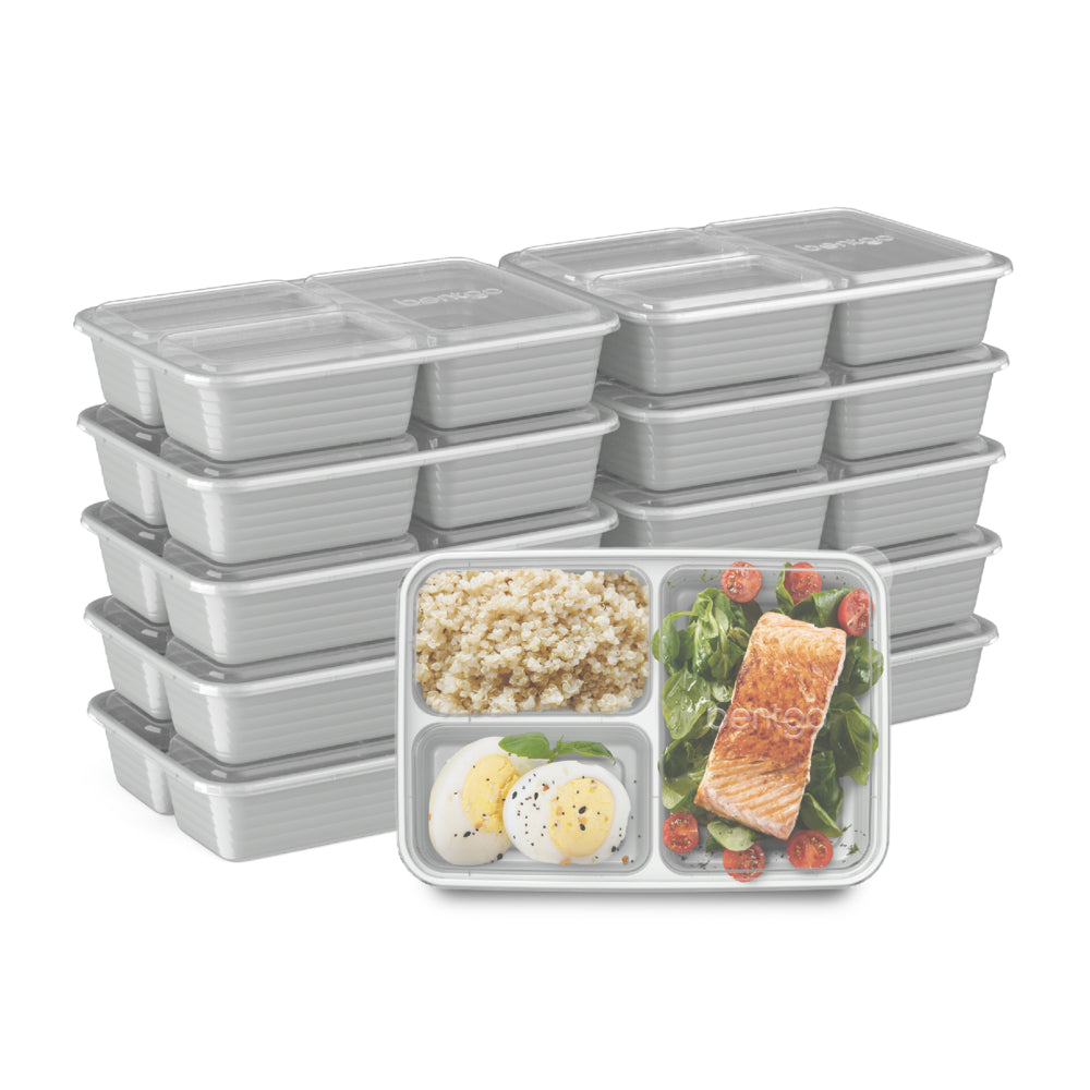 Image of Bentgo Prep 3-Compartment Meal Prep Container - Silver - 10 Pack