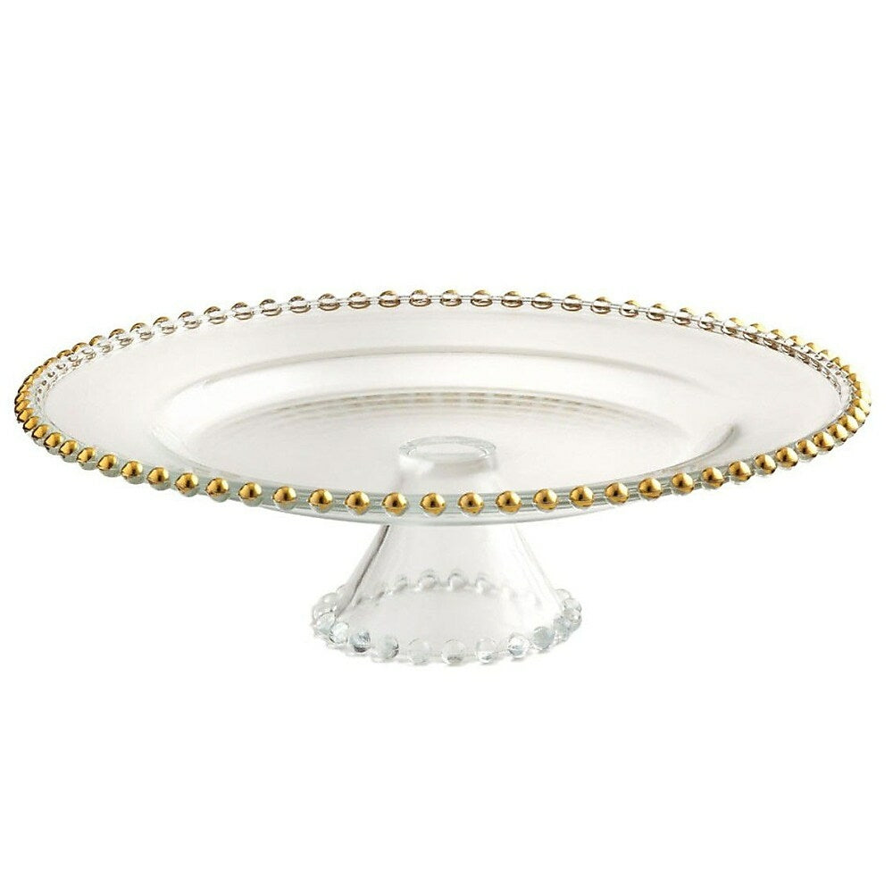 Image of Elegance 13" Gold Beaded Footed Cake Stand