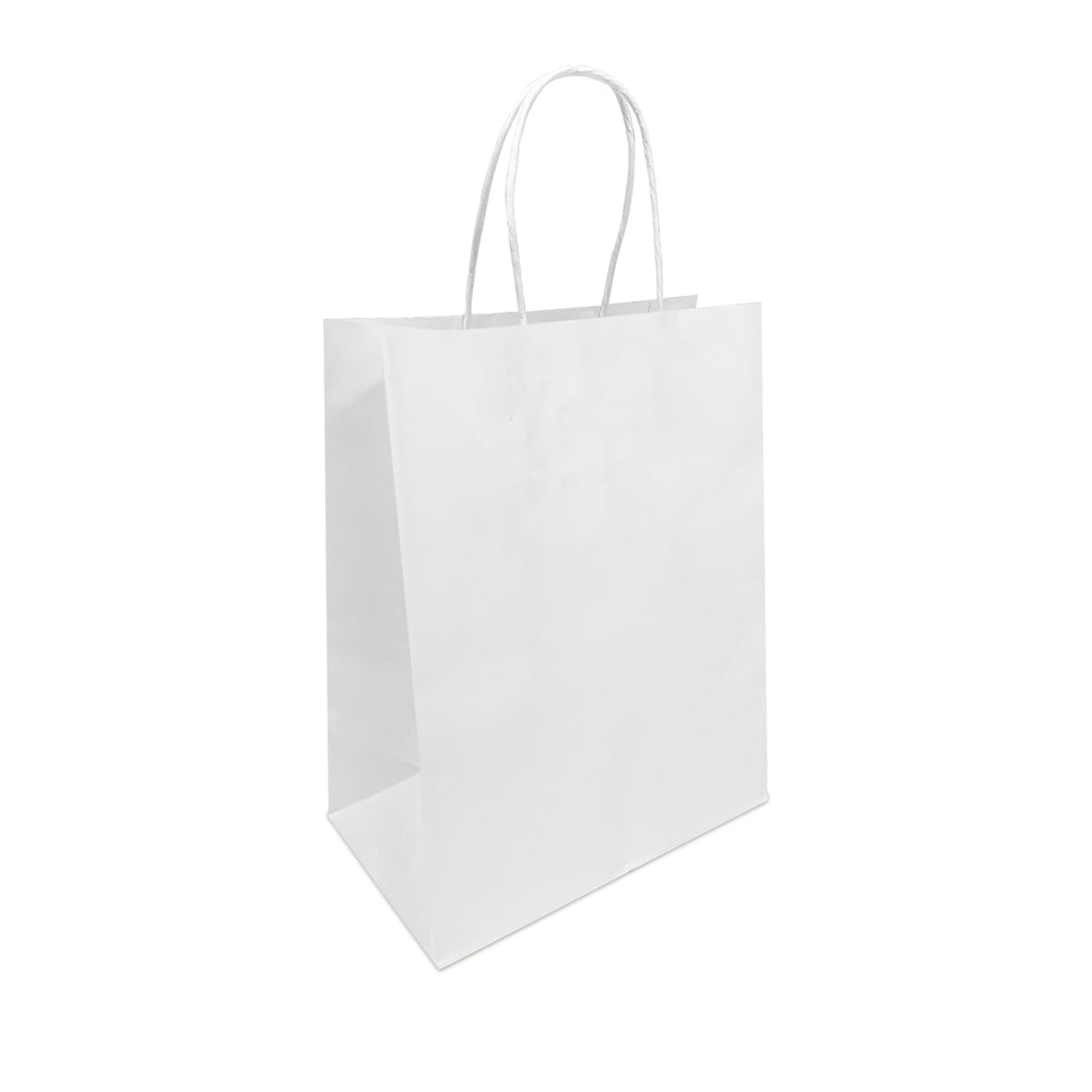 Image of Reliabag Paper Bags - Twist Handles - 8.5" W x 4.5" D x 10.25" H - White - 100 Pack
