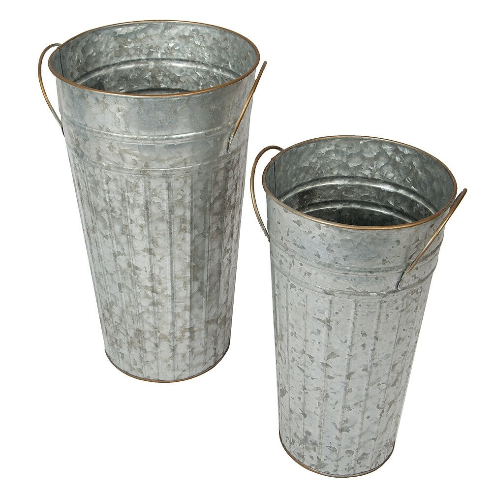 Image of Truu Design Farmhouse Modern Collection, Vase, Set of 2, 10 x 13.75 inches, Industrial Silver